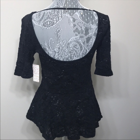 NWT Free People women’s black lace top - Picture 5 of 7